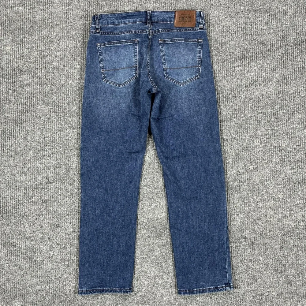 IZOD Jeans Mens 32x29 Blue Wash Regular Fit Straight Comfort Stretch Denim